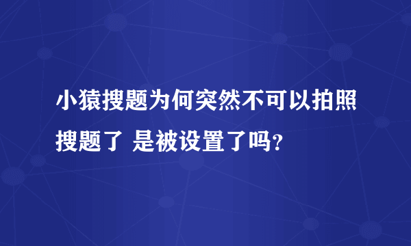 小猿搜题为何突然不可以拍照搜题了 是被设置了吗？