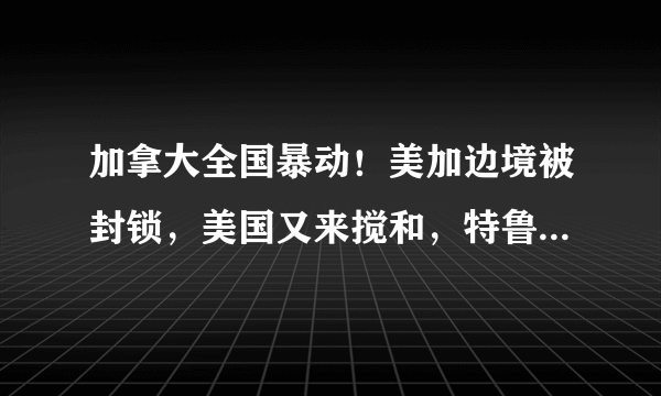 加拿大全国暴动！美加边境被封锁，美国又来搅和，特鲁多终于露面