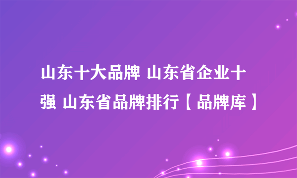 山东十大品牌 山东省企业十强 山东省品牌排行【品牌库】