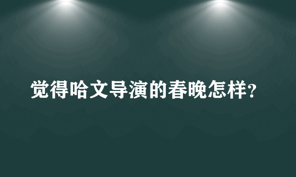 觉得哈文导演的春晚怎样？