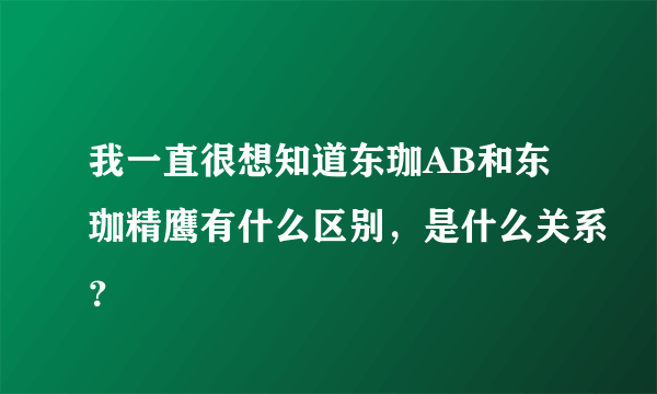 我一直很想知道东珈AB和东珈精鹰有什么区别，是什么关系？