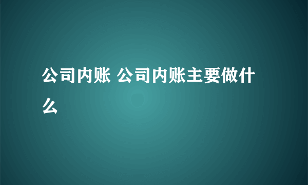 公司内账 公司内账主要做什么