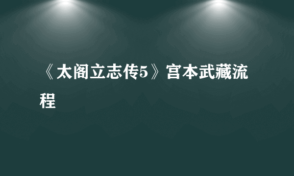 《太阁立志传5》宫本武藏流程