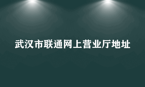 武汉市联通网上营业厅地址