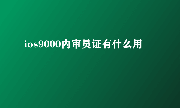 ios9000内审员证有什么用