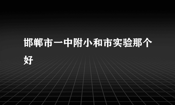 邯郸市一中附小和市实验那个好