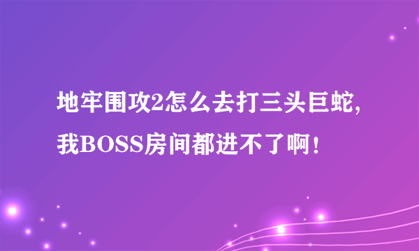 地牢围攻2怎么去打三头巨蛇,我BOSS房间都进不了啊！