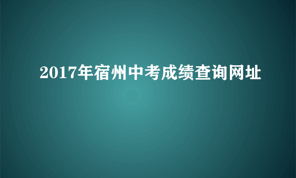 2017年宿州中考成绩查询网址