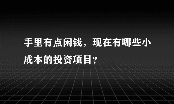 手里有点闲钱，现在有哪些小成本的投资项目？