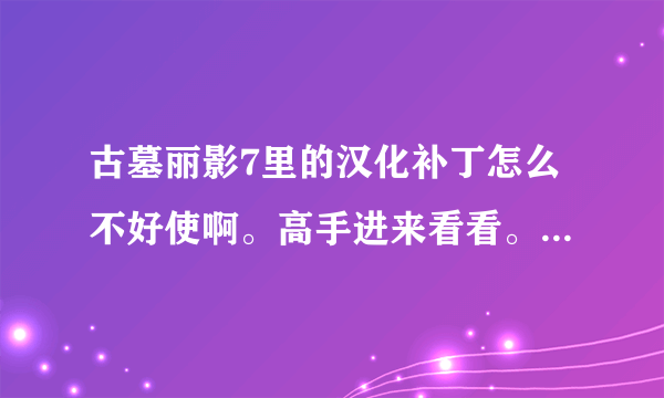 古墓丽影7里的汉化补丁怎么不好使啊。高手进来看看。给我解答解答。