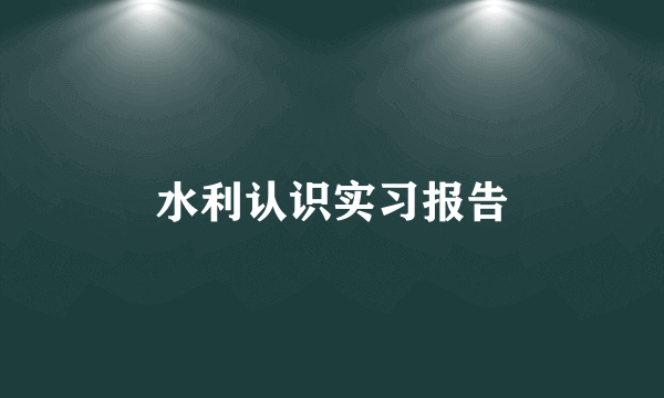 水利认识实习报告