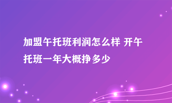 加盟午托班利润怎么样 开午托班一年大概挣多少