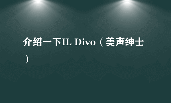 介绍一下IL Divo（美声绅士）