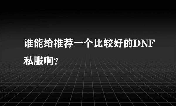 谁能给推荐一个比较好的DNF私服啊？