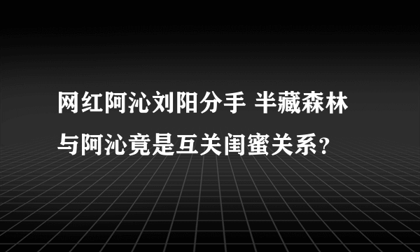 网红阿沁刘阳分手 半藏森林与阿沁竟是互关闺蜜关系？