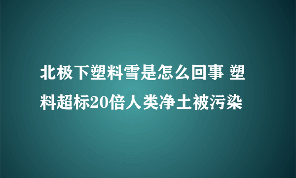 北极下塑料雪是怎么回事 塑料超标20倍人类净土被污染