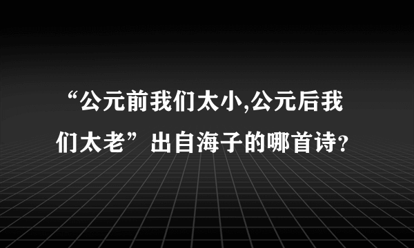 “公元前我们太小,公元后我们太老”出自海子的哪首诗？