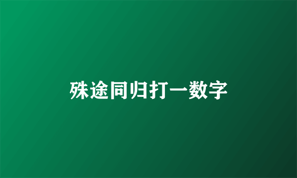 殊途同归打一数字