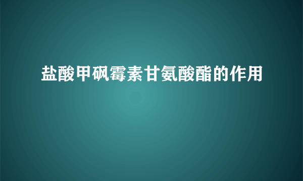 盐酸甲砜霉素甘氨酸酯的作用