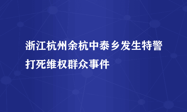 浙江杭州余杭中泰乡发生特警打死维权群众事件