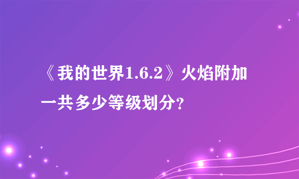 《我的世界1.6.2》火焰附加一共多少等级划分？