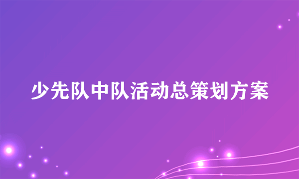 少先队中队活动总策划方案