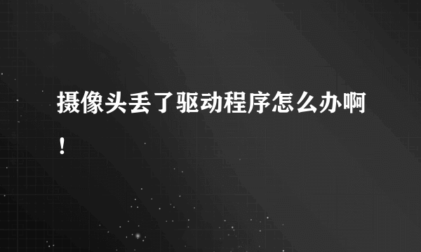 摄像头丢了驱动程序怎么办啊！