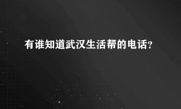 有谁知道武汉生活帮的电话？