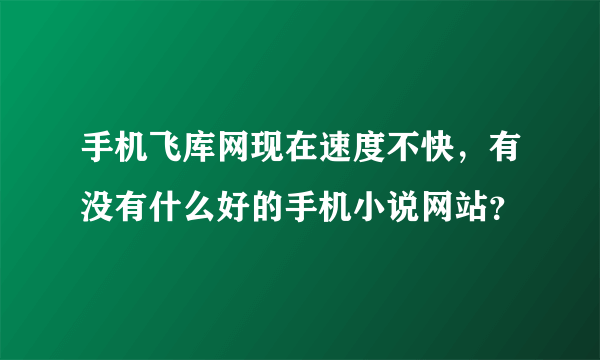 手机飞库网现在速度不快，有没有什么好的手机小说网站？