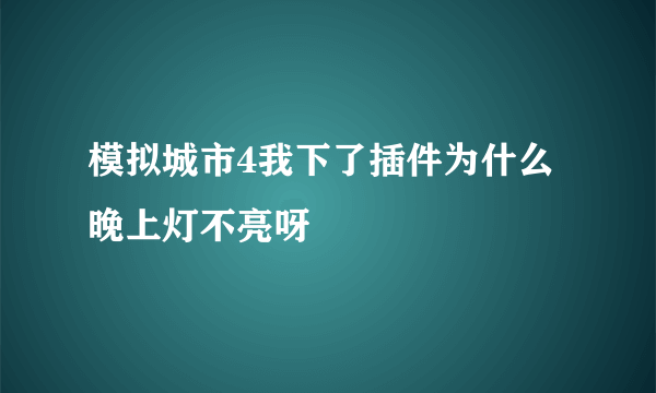 模拟城市4我下了插件为什么晚上灯不亮呀