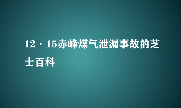 12·15赤峰煤气泄漏事故的芝士百科