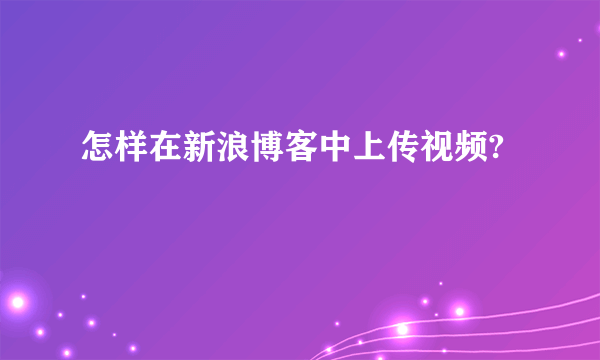 怎样在新浪博客中上传视频?