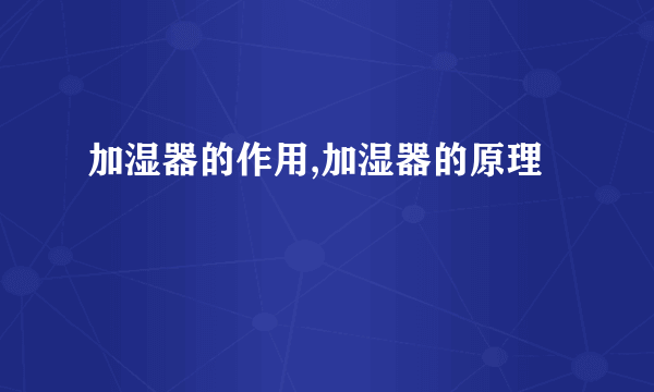 加湿器的作用,加湿器的原理