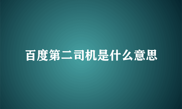 百度第二司机是什么意思