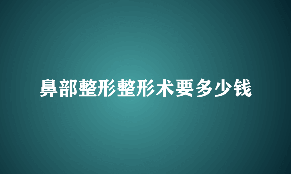 鼻部整形整形术要多少钱