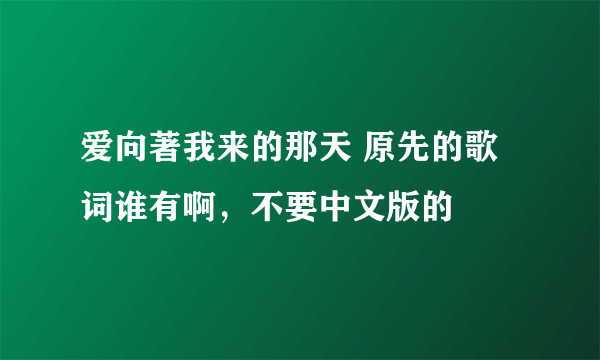 爱向著我来的那天 原先的歌词谁有啊，不要中文版的