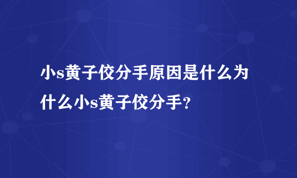 小s黄子佼分手原因是什么为什么小s黄子佼分手？