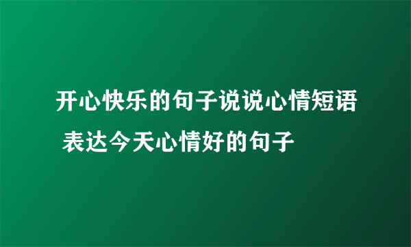 开心快乐的句子说说心情短语 表达今天心情好的句子