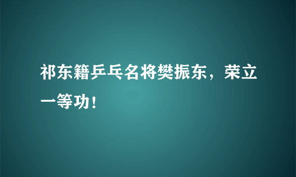 祁东籍乒乓名将樊振东，荣立一等功！