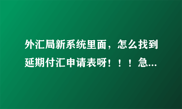 外汇局新系统里面，怎么找到延期付汇申请表呀！！！急急急！！！！