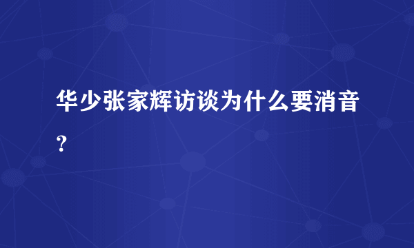 华少张家辉访谈为什么要消音？