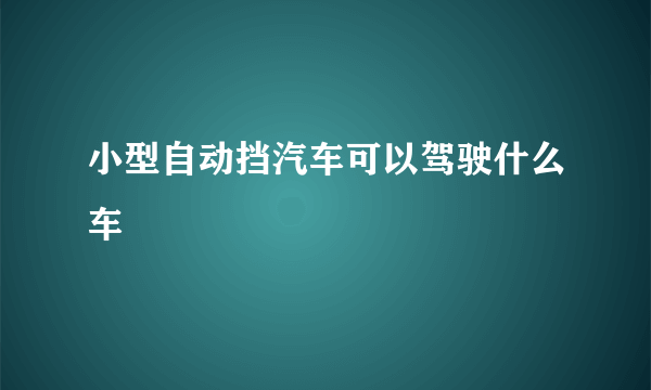 小型自动挡汽车可以驾驶什么车