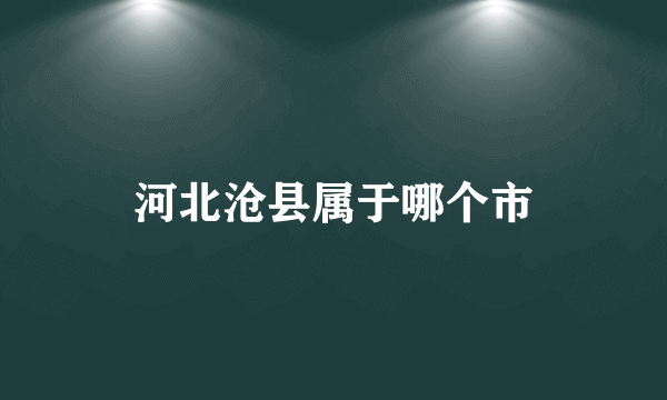 河北沧县属于哪个市