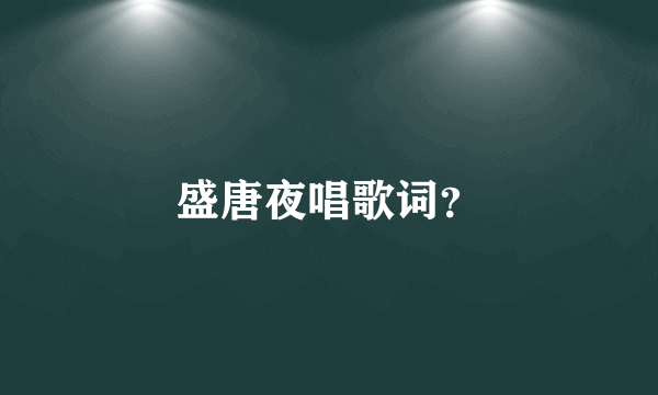 盛唐夜唱歌词？