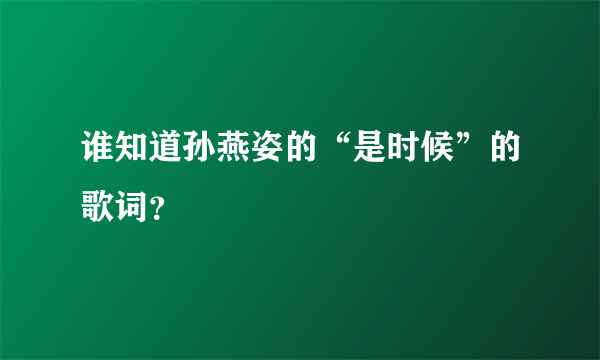 谁知道孙燕姿的“是时候”的歌词？