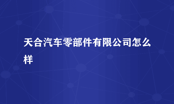 天合汽车零部件有限公司怎么样