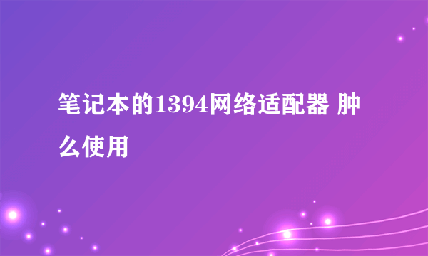 笔记本的1394网络适配器 肿么使用