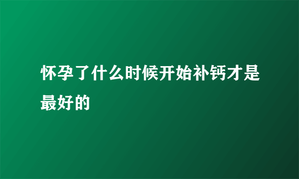 怀孕了什么时候开始补钙才是最好的