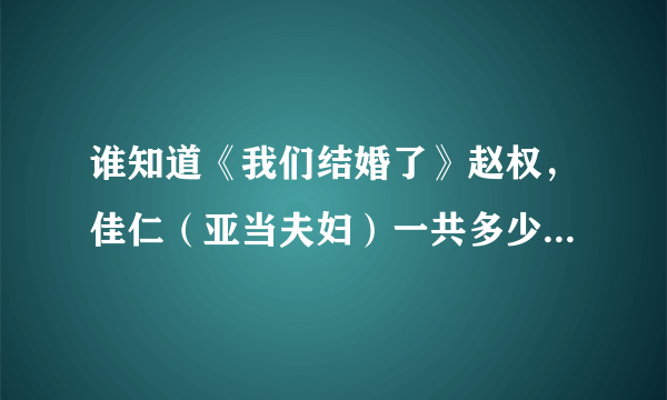 谁知道《我们结婚了》赵权，佳仁（亚当夫妇）一共多少期？每期标题什么？