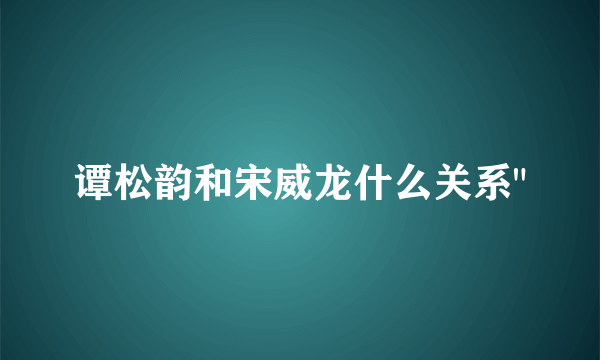 谭松韵和宋威龙什么关系